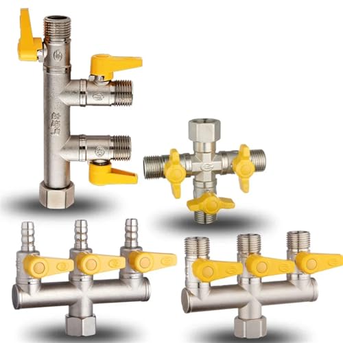 Toilettenwasserventil, Wasserventil 1 Einlass DN15 Messingventil 3-Wege-Kugelhahn 4-Wege-Shuntventil Manuelle Rückstellung Erdgasventil Messing-Eckventil (9) von CHGAUOPN