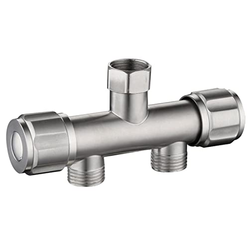 Toilettenwasserventil, Wasserventil Edelstahl-Dreieckventil, Ein-Ein-Zwei-Aus-Doppelsteuer-Eckventil-Umsteller for Waschmaschine, 1 Stück von CHGAUOPN