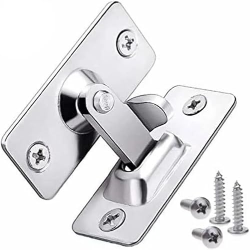 Torschloss, Türsperre 1 Stück Türschloss, 90-Grad-Scheunentorriegel, Edelstahl-Hakenriegel, Fensterschrankschlösser, rechtwinkliges Schiebetorschloss, Hardware (Farbe: Schwarz)(Silver) von CHGAUOPN
