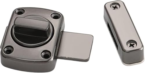 Torschloss, Türsperre 1pc Torriegelriegel Drehriegelriegel Torriegel Türschloss Nachtriegel Zinklegierung Badezimmer WC Türriegel Schieberiegel (Color : Black)(Light Black) von CHGAUOPN