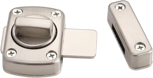 Torschloss, Türsperre 1pc Torriegelriegel Drehriegelriegel Torriegel Türschloss Nachtriegel Zinklegierung Badezimmer WC Türriegel Schieberiegel (Color : Black)(Silver) von CHGAUOPN