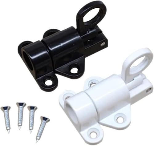 Torschloss, Türsperre 2 Stück Automatischer Türriegelriegel, Sicherheits-Zugring for Fenster und Tore, Feder-Türriegel, automatisches Riegelschloss (Farbe: Weiß, 2 Stück)(Black2pcs) von CHGAUOPN
