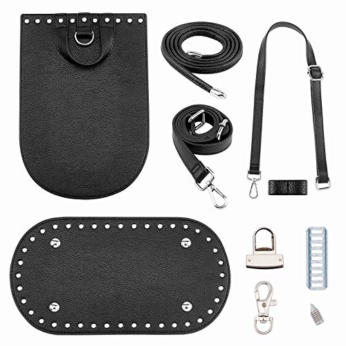 CHGCRAFT 10 Stück PU Leder Strickhäkelkit Taschenboden zum Häkeln Set Schultergurte mit Fangverschlüssen für Handtasche DIY Umhängetaschen Zubehör von CHGCRAFT