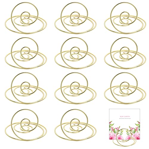 CHGCRAFT 12 Stück Spiral Platz Karten Halter Tisch Nummer Halter Spiral Metall Namens Karten Halter Ständer für Fotos Lebensmittels childer Hochzeits Party Restaurants, Hellgold von CHGCRAFT