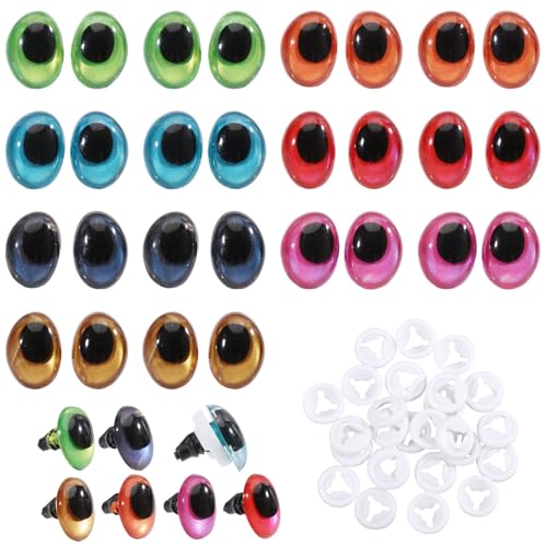 CHGCRAFT 14 Stück 7 Farbe Ovale Sicherheitsaugen mit Unterlegscheiben 18×13,5 mm Sicherheitsaugen aus Kunststoff Puppenaugen für Gehäkelte Stofftiere CHGCRAFT 14 Stück 7 Farbe Ovale Sicherheitsaugen mit Unterlegscheiben 18×13,5 mm Sicherheitsaugen aus Kunststoff Puppenaugen für Gehäkelte Stofftiere von CHGCRAFT
