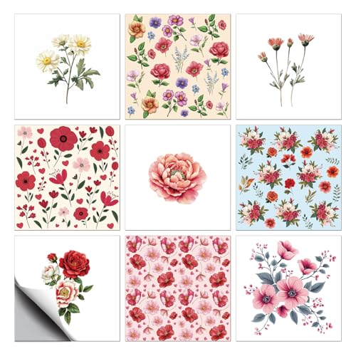 CHGCRAFT 18 Stück 9 Stil Vintage Blumen Patten Fliesen Aufkleber Rosen Gänseblümchen Peel and Stick Wandfliesenaufkleber Wasserfeste Selbstklebende für Küche Bad Wandkunst Dekor 6×6 Zoll CHGCRAFT 18 Stück 9 Stil Vintage Blumen Patten Fliesen Aufkleber Rosen Gänseblümchen Peel and Stick Wandfliesenaufkleber Wasserfeste Selbstklebende für Küche Bad Wandkunst Dekor 6×6 Zoll von CHGCRAFT