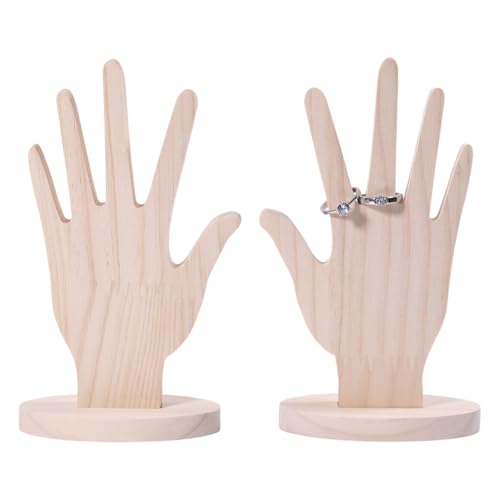 CHGCRAFT 2 Stück Hand Form Ringe Display Stand Holz Hand Schmuck Halter Schmuck Ringe Display für Verkäufer, PapayaWhip CHGCRAFT 2 Stück Hand Form Ringe Display Stand Holz Hand Schmuck Halter Schmuck Ringe Display für Verkäufer, PapayaWhip von CHGCRAFT