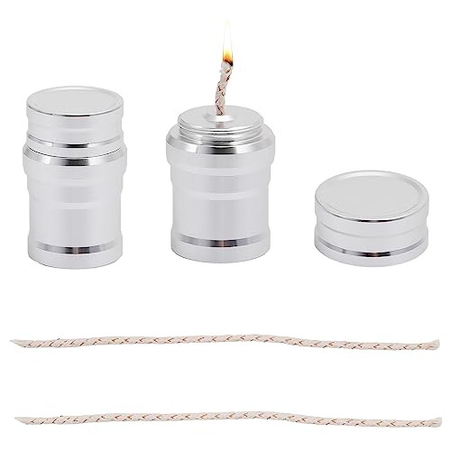 CHGCRAFT 2 stellt tragbare Metall Alkohol Brenner Lampe Aluminiumlegierung Alkohol Herd mit Baumwollschnur für Haushalt Outdoor Cam Picknick Tee Kaffee Herstellung Wissenschaft Experimente, Platin von CHGCRAFT