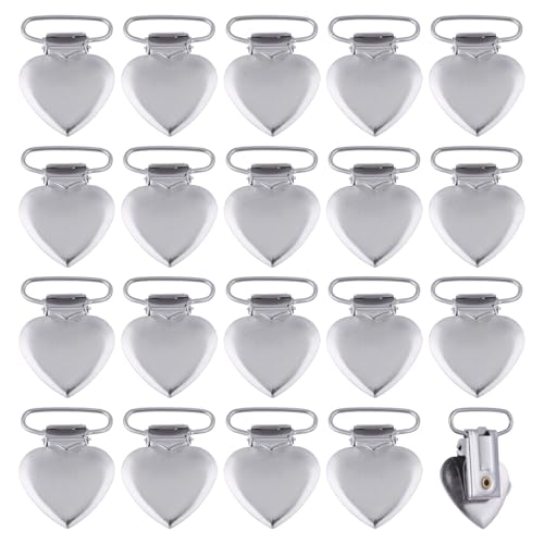 CHGCRAFT 20 Stück Klammern zum Aufhängen von Teppichen Eisenherz Klammern Metall Wandklammer Teppichgreifer Heavy Duty Clips für Gobelin Handtuch Schal, Silber, 1,6×1,14 Zoll von CHGCRAFT