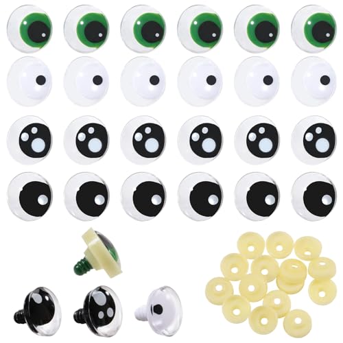 CHGCRAFT 24 Stück 4 Farbe Sicherheitsaugen mit Unterlegscheiben 25 mm Sicherheitsaugen aus Kunststoff Puppenaugen für Gehäkelte Stofftiere CHGCRAFT 24 Stück 4 Farbe Sicherheitsaugen mit Unterlegscheiben 25 mm Sicherheitsaugen aus Kunststoff Puppenaugen für Gehäkelte Stofftiere von CHGCRAFT