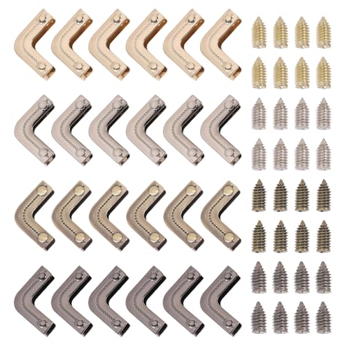 CHGCRAFT 24 Teiliges Set 4 Eckenschutz Aus Metall Für Handtaschen Vierfarbig Kantenschutz Dekorativer Eckenschutz Für Handtaschen Geldbörsen Bücher Und Bilderrahmen Dekorative Schnallen von CHGCRAFT