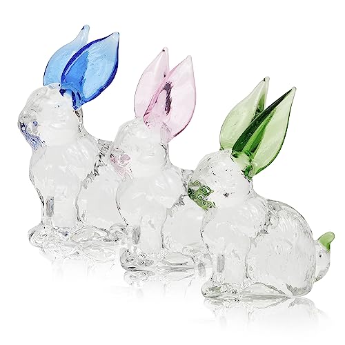 CHGCRAFT 3 PCS Glas Kaninchen Figuren Osterhase Statue Dekoration für Tabletop Decor Kunst Tier Briefbeschwerer Ornament Kreatives Geschenk von CHGCRAFT