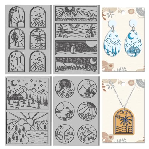 CHGCRAFT 4 Blätter Böhmischer Stil Polymer Ton Textur Matte Clay Modellierung Muster Pad Landschafts Textur Blätter für Polymer Clay Making Ohrringe Jewerly Tools, 4×2.6 Zoll CHGCRAFT 4 Blätter Böhmischer Stil Polymer Ton Textur Matte Clay Modellierung Muster Pad Landschafts Textur Blätter für Polymer Clay Making Ohrringe Jewerly Tools, 4×2.6 Zoll von CHGCRAFT