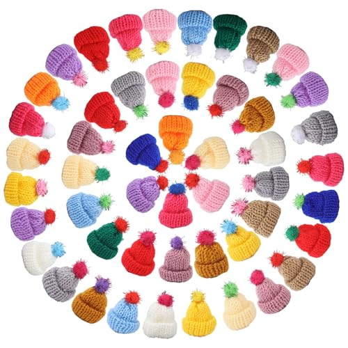 CHGCRAFT 56 Stück Mini Hüte Stricken Hüte DIY Handwerk Stricken Dekoration Weihnachten gestrickt Hut Weihnachtsbaum Ornamente Hut für Schmuck machen Zubehör Weihnachten Flaschendeckel von CHGCRAFT