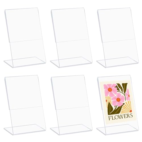 CHGCRAFT 6 Stück Mini Fotorahmen Acryl Bilderrahmen Ständer Bild Mini Display Halter Home Desktop Dekorationen für Tabletop Schlafzimmer Store Home Foto Display, klar, 2,36×1,77×3,23 Zoll von CHGCRAFT