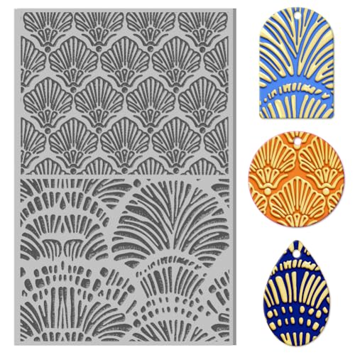 CHGCRAFT Abstrakte Muschel-Polymere Ton Textur-Platte Gummi Ton Textur-Platte Druck Blumen Ordner Ton Textur-Platte Werkzeug für DIY Briefmarken Kunstmalerei und Schmuckherstellung von CHGCRAFT