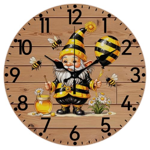 CHGCRAFT Bienen Gnom Muster Wanduhr 12 Zoll Nicht Tickend Gänseblümchen Muster Uhren Runde Wanduhr zum Aufhängen Batteriebetrieben für Schlafzimmer Wohnzimmer Küche Büro CHGCRAFT Bienen Gnom Muster Wanduhr 12 Zoll Nicht Tickend Gänseblümchen Muster Uhren Runde Wanduhr zum Aufhängen Batteriebetrieben für Schlafzimmer Wohnzimmer Küche Büro von CHGCRAFT