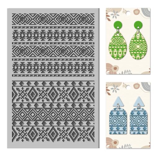 CHGCRAFT Bohemian Muster Ton Textur Matte Ton Modellierung Muster Pad Boho Textur Blätter für Polymer-Ton machen Ohrringe Jewerly Tools, 4×2,6 Zoll CHGCRAFT Bohemian Muster Ton Textur Matte Ton Modellierung Muster Pad Boho Textur Blätter für Polymer-Ton machen Ohrringe Jewerly Tools, 4×2,6 Zoll von CHGCRAFT