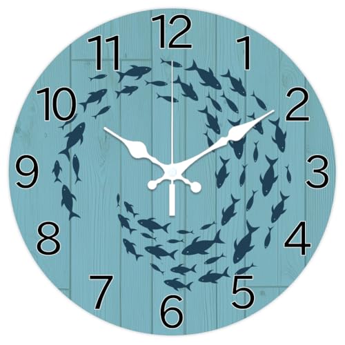 CHGCRAFT Cartoon Fisch Muster Wanduhr 12 Zoll Nicht Tickend Schule der Fische Muster Uhren Runde Wanduhr zum Aufhängen Batteriebetrieben für Schlafzimmer Wohnzimmer Küche Büro CHGCRAFT Cartoon Fisch Muster Wanduhr 12 Zoll Nicht Tickend Schule der Fische Muster Uhren Runde Wanduhr zum Aufhängen Batteriebetrieben für Schlafzimmer Wohnzimmer Küche Büro von CHGCRAFT
