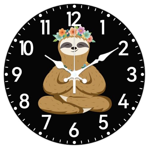 CHGCRAFT Cartoon Yoga Faultier Muster Wanduhr 12 Zoll Nicht Tickende Uhren Runde Wanduhr zum Aufhängen Batteriebetrieben für Schlafzimmer Wohnzimmer Küche Büro CHGCRAFT Cartoon Yoga Faultier Muster Wanduhr 12 Zoll Nicht Tickende Uhren Runde Wanduhr zum Aufhängen Batteriebetrieben für Schlafzimmer Wohnzimmer Küche Büro von CHGCRAFT