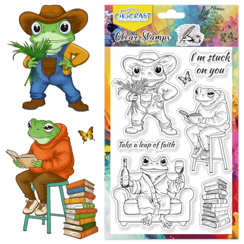CHGCRAFT Klarsichtstempel Lustiger Frosch Transparente Stempel Lesen Froschbauer Silikon Klarsichtstempel Siegel für DIY Scrapbooking Fotoalbum Dekoration, 4,3x6,3 Zoll CHGCRAFT Klarsichtstempel Lustiger Frosch Transparente Stempel Lesen Froschbauer Silikon Klarsichtstempel Siegel für DIY Scrapbooking Fotoalbum Dekoration, 4,3x6,3 Zoll von CHGCRAFT