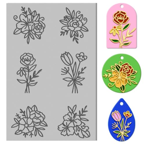 CHGCRAFT Flowers Polymere Ton Textur-Platten Gummi Polymere Ton Textur-Roll-Platten Ordner für die Erstellung von Mustern und Design-Ton geeignet für die meisten Kunsthandwerk-Erstellung von CHGCRAFT