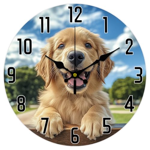 CHGCRAFT Golden Retriever Wanduhr 12 Zoll Batteriebetrieben Wanduhr Mit Hundeporträt Nicht Tickend Geräuschlos Dekorative Uhr CHGCRAFT Golden Retriever Wanduhr 12 Zoll Batteriebetrieben Wanduhr Mit Hundeporträt Nicht Tickend Geräuschlos Dekorative Uhr von CHGCRAFT