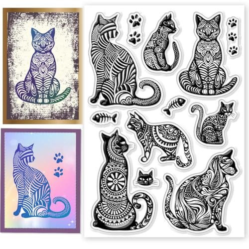 CHGCRAFT Katze-Mandala Transparente Briefmarke aus Silikon-Briefmarke von Katze Spitze von Fisch Knochen Transparente Briefmarke Siegel aus Silikon Briefmarke Karten Dekoration Clipbook CHGCRAFT Katze-Mandala Transparente Briefmarke aus Silikon-Briefmarke von Katze Spitze von Fisch Knochen Transparente Briefmarke Siegel aus Silikon Briefmarke Karten Dekoration Clipbook von CHGCRAFT
