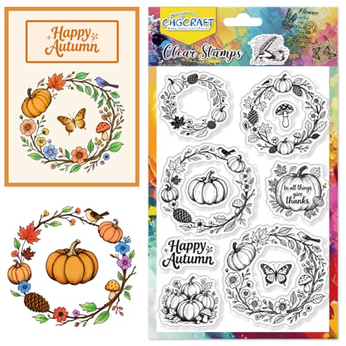 CHGCRAFT Kranz Clear Stempel Kürbisse Transparente Stempel Kiefernzapfen Herbst Klare Silikondichtungen für DIY Scrapbooking Fotoalbum Dekoration, 4,3x6,3 Zoll CHGCRAFT Kranz Clear Stempel Kürbisse Transparente Stempel Kiefernzapfen Herbst Klare Silikondichtungen für DIY Scrapbooking Fotoalbum Dekoration, 4,3x6,3 Zoll von CHGCRAFT
