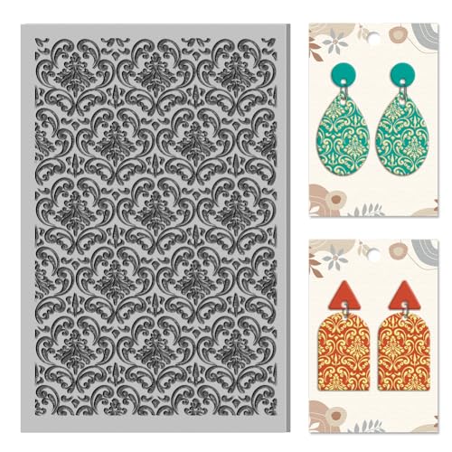 CHGCRAFT Künstlerisches Blumenmuster Polymer Clay Texture Sheets Klassisches nahtloses Muster Gummi Ton Texturmatte Modelliermatte Textur Blätter für Polymer Clay Herstellung Ohrringe Schmuck CHGCRAFT Künstlerisches Blumenmuster Polymer Clay Texture Sheets Klassisches nahtloses Muster Gummi Ton Texturmatte Modelliermatte Textur Blätter für Polymer Clay Herstellung Ohrringe Schmuck von CHGCRAFT