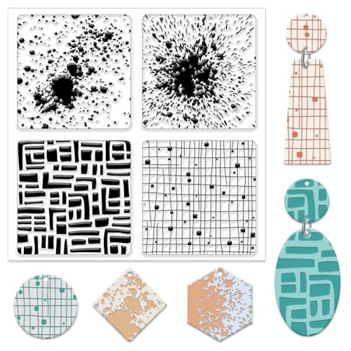 CHGCRAFT Polymer Ton Texturblätter Sprühfarbe Spritzer Ton Modelliermuster Pad Silikon Ton Texturmatte Transparenter Ton Polymer Ton Textur Silikonmatte Ohrringen Und Schmuck, 5,5x5,5 Zoll CHGCRAFT Polymer Ton Texturblätter Sprühfarbe Spritzer Ton Modelliermuster Pad Silikon Ton Texturmatte Transparenter Ton Polymer Ton Textur Silikonmatte Ohrringen Und Schmuck, 5,5x5,5 Zoll von CHGCRAFT