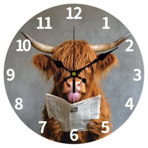 CHGCRAFT Lustige Wanduhr Mit Hochlandrindern Und Herausgestreckter Zunge 12 Zoll Batteriebetrieben Zeitungs Wanduhr Nicht Tickend Geräuschlos Dekorative Uhr CHGCRAFT Lustige Wanduhr Mit Hochlandrindern Und Herausgestreckter Zunge 12 Zoll Batteriebetrieben Zeitungs Wanduhr Nicht Tickend Geräuschlos Dekorative Uhr von CHGCRAFT