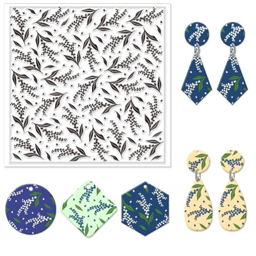 CHGCRAFT Maiglöckchen Polymer Clay Textur Blätter Blumen Silikon Textur Stempel Ton Textur Matte Modellierung Muster Pad Textur Blätter für Polymer Clay Schmuck und Clay Ohrringe Werkzeuge von CHGCRAFT