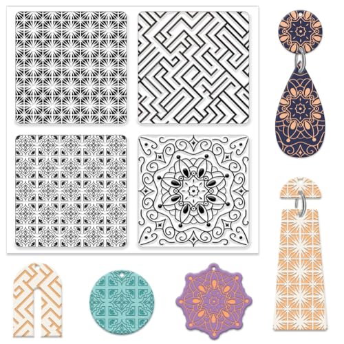 CHGCRAFT Polymer Ton Texturblätter Mandala Blumen Ton Modelliermuster Pad Silikon Ton Texturmatte Transparenter Ton Polymer Ton Textur Silikonmatte Ohrringen Und Schmuck, 5,5x5,5 Zoll CHGCRAFT Polymer Ton Texturblätter Mandala Blumen Ton Modelliermuster Pad Silikon Ton Texturmatte Transparenter Ton Polymer Ton Textur Silikonmatte Ohrringen Und Schmuck, 5,5x5,5 Zoll von CHGCRAFT