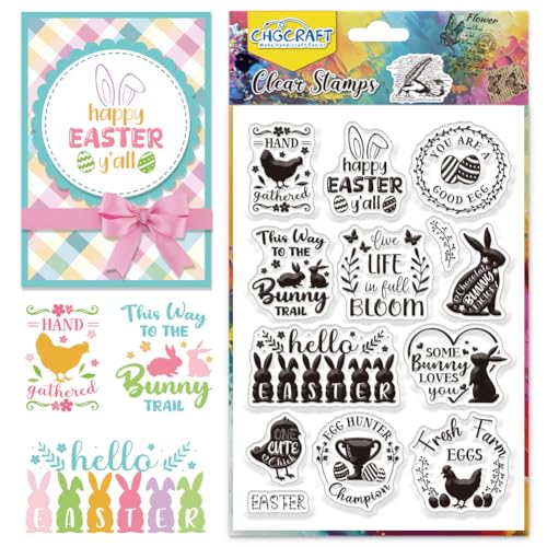 CHGCRAFT Ostern Klarsicht Stempel Hase Huhn Transparenter Stempel Grüße Klare Silikon Stempelabdrücke für DIY Scrapbooking Journaling Fotoalbum Dekorative Kartenherstellung CHGCRAFT Ostern Klarsicht Stempel Hase Huhn Transparenter Stempel Grüße Klare Silikon Stempelabdrücke für DIY Scrapbooking Journaling Fotoalbum Dekorative Kartenherstellung von CHGCRAFT