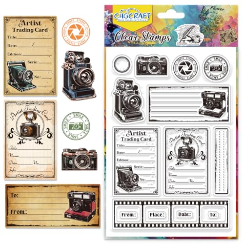 CHGCRAFT Retro Kamera Klarsichtstempel Tags Transparenter Stempel Vintage Kamera Silikon Stempel Siegel für Karten machen DIY Scrapbooking Foto Dekoration von CHGCRAFT