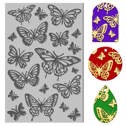 CHGCRAFT Schmetterling Polymer Ton Textur Platte Gummi Ton Textur Matte Polymer Ton Textur Ton Textur Werkzeug für DIY Briefmarken Kunstmalerei und Schmuck Herstellung von CHGCRAFT