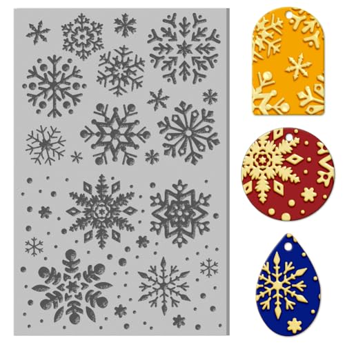 CHGCRAFT Schneeflocken Winter Polymere Ton Textur Blatt Gummi Ton Textur Matte Polymere Ton Textur Blatt Werkzeug zur Erstellung von Mustern und Design geeignet für die meisten Handwerks-Erstellung von CHGCRAFT