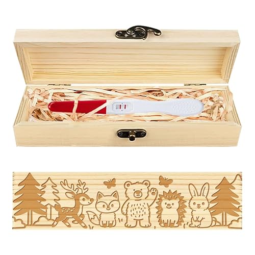 CHGCRAFT Schwangerschaft Test Keepsake Box Cartoon Niedliche Waldtiere Hölzerne Schwangerschaft Ankündigung Geschenke Box mit Raffia Band und Schloss Ankündigung Geschenke, 8x2x1,2 Zoll CHGCRAFT Schwangerschaft Test Keepsake Box Cartoon Niedliche Waldtiere Hölzerne Schwangerschaft Ankündigung Geschenke Box mit Raffia Band und Schloss Ankündigung Geschenke, 8x2x1,2 Zoll von CHGCRAFT