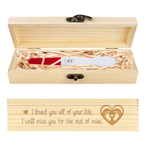 CHGCRAFT Schwangerschafts-Test-Geschenkbox Holz Schwangerschafts-Geschenkbox mit Lafite Band Schwangerschaft Ankündigung Geschenkbox Ankündigung Geschenk an Papa Mann und Eltern 8x2x1.2Zoll von CHGCRAFT