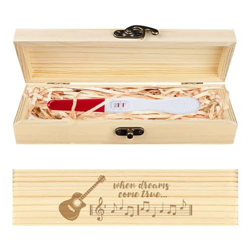 CHGCRAFT Schwangerschaftstest Aufbewahrungsbox Gitarre Musik Hölzerne Schwangerschaftsankündigung Geschenke Box mit Raffia Band und Schloss Ankündigung Geschenke für Papa Ehemann, 8x2x1.2 Zoll CHGCRAFT Schwangerschaftstest Aufbewahrungsbox Gitarre Musik Hölzerne Schwangerschaftsankündigung Geschenke Box mit Raffia Band und Schloss Ankündigung Geschenke für Papa Ehemann, 8x2x1.2 Zoll von CHGCRAFT
