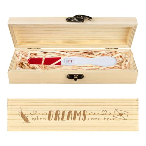 CHGCRAFT Schwangerschaftstest Keepsake Box Herz Feder Brief hölzerne Schwangerschaft Ankündigung Geschenke Box mit Raffia Ribbon und Schloss Ankündigung Geschenke für Papa Ehemann, 8x2x1.2 Zoll CHGCRAFT Schwangerschaftstest Keepsake Box Herz Feder Brief hölzerne Schwangerschaft Ankündigung Geschenke Box mit Raffia Ribbon und Schloss Ankündigung Geschenke für Papa Ehemann, 8x2x1.2 Zoll von CHGCRAFT