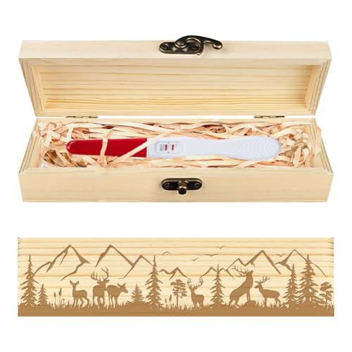 CHGCRAFT Schwangerschaftstest Keepsake Wald und Hirsche Hölzerne Schwangerschaftsankündigung Geschenke Box mit Raffia Band und Schloss Ankündigung Geschenke für Papa Ehemann, 8x2x1.2 Zoll CHGCRAFT Schwangerschaftstest Keepsake Wald und Hirsche Hölzerne Schwangerschaftsankündigung Geschenke Box mit Raffia Band und Schloss Ankündigung Geschenke für Papa Ehemann, 8x2x1.2 Zoll von CHGCRAFT