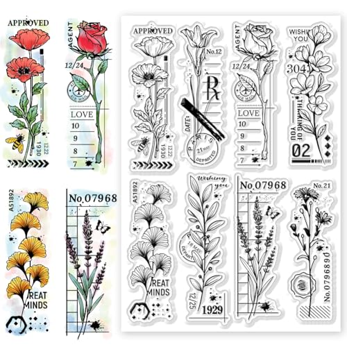 CHGCRAFT Transparente Stempel Mit Vintage-Blume Silikonstempel Blumenhintergrund Transparente Stempel Für Kartenherstellung DIY Scrapbooking Fotoalbum Dekoration 4.3x6.3 Zoll von CHGCRAFT