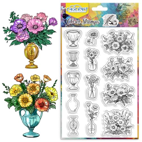CHGCRAFT Vase Blumen Transparente Briefmarke Blumen Silizium Transparente Briefmarke Pflanzen Transparente Briefmarke Siegel DIY Zwischenablage Fotoalbum Dekoration, 4.3x6.3 Zoll CHGCRAFT Vase Blumen Transparente Briefmarke Blumen Silizium Transparente Briefmarke Pflanzen Transparente Briefmarke Siegel DIY Zwischenablage Fotoalbum Dekoration, 4.3x6.3 Zoll von CHGCRAFT