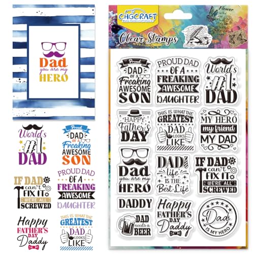 CHGCRAFT Vatertag Klarsichtstempel Wishes Words Transparenter Stempel Klare Silikon Stempel Siegel für DIY Scrapbooking Journaling Fotoalbum Dekorative Kartenherstellung von CHGCRAFT