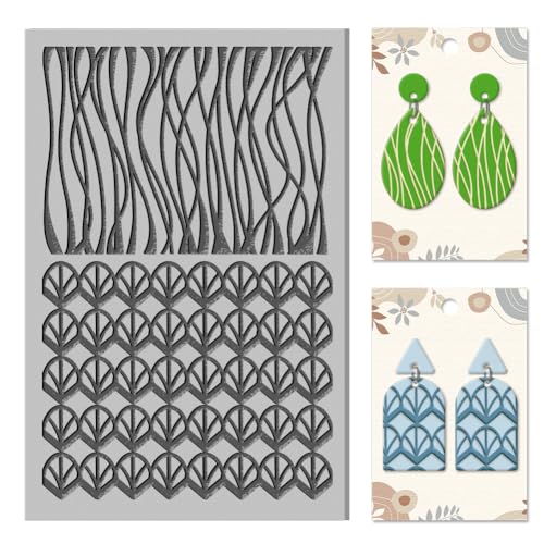 CHGCRAFT Vintage Ton Textur Matte abstrakte Muster Ton Modellierung Muster Pad Textur Blätter für Polymer-Ton machen Ohrringe Jewerly Tools, 4×2,6 Zoll von CHGCRAFT