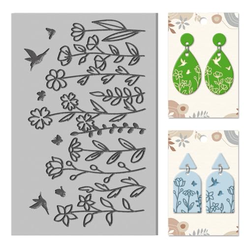CHGCRAFT Wilde Blumen Lehm Textur Matte Kolibri Ton Modellierung Muster Pad Schmetterlinge Textur Blätter für Polymer Clay Making Ohrringe Jewerly Tools, 4×2.6 Zoll CHGCRAFT Wilde Blumen Lehm Textur Matte Kolibri Ton Modellierung Muster Pad Schmetterlinge Textur Blätter für Polymer Clay Making Ohrringe Jewerly Tools, 4×2.6 Zoll von CHGCRAFT