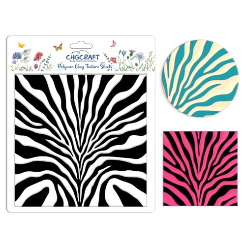 CHGCRAFT Zebra Druck Muster Ton Textur Blatt Silikon Mode Tier Textur Ton Textur Matte DIY Tools für Polymer Ton machen Ohrringe Schmuck DIY Handwerk 5,5×5,5 Zoll von CHGCRAFT