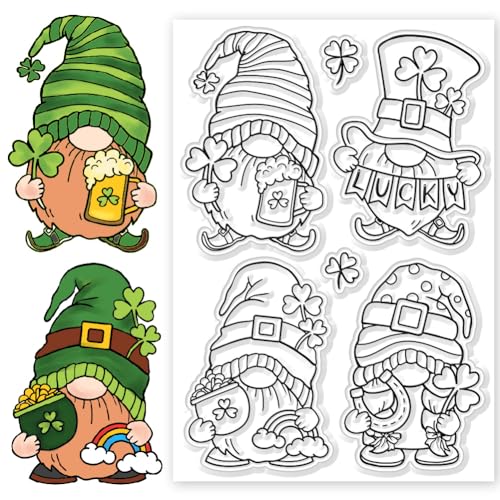 CHGCRAFT Zwerge Transparente Stempel Silikonstempel Kleeblatt Hintergrund Transparente Stempel Für St. Patrick'S Day Karte Zum DIY Scrapbooking Foto Basteln 4.3x6.3 Zoll CHGCRAFT Zwerge Transparente Stempel Silikonstempel Kleeblatt Hintergrund Transparente Stempel Für St. Patrick'S Day Karte Zum DIY Scrapbooking Foto Basteln 4.3x6.3 Zoll von CHGCRAFT